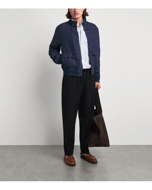 Polo Ralph Lauren Blue Linen Barrett Herringbone Jacket for men