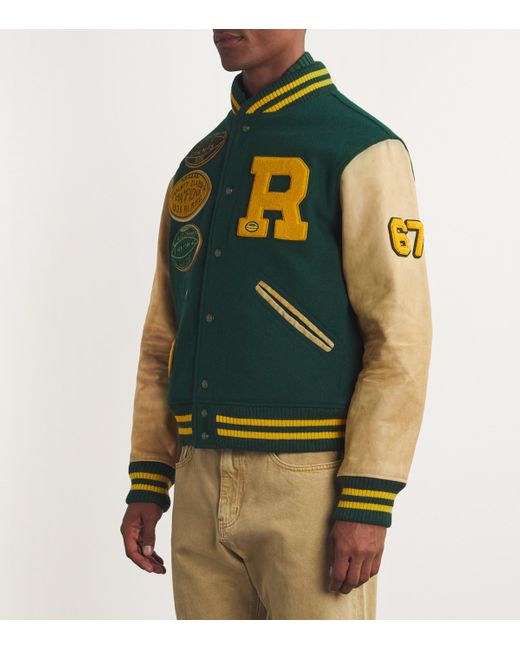 Polo Ralph Lauren Green Wool-Blend Letterman Jacket for men