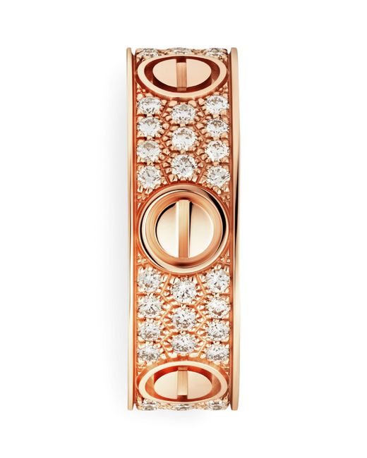 Cartier Metallic Rose And Diamond-Paved Love Ring