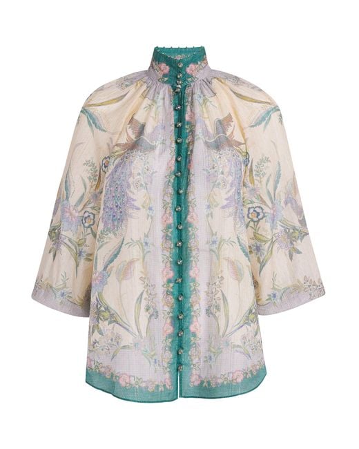 Zimmermann Blue Cotton-Silk Indra Blouse