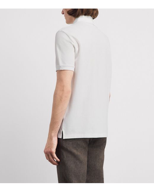 Emporio Armani White Cotton Logo Polo Shirt for men