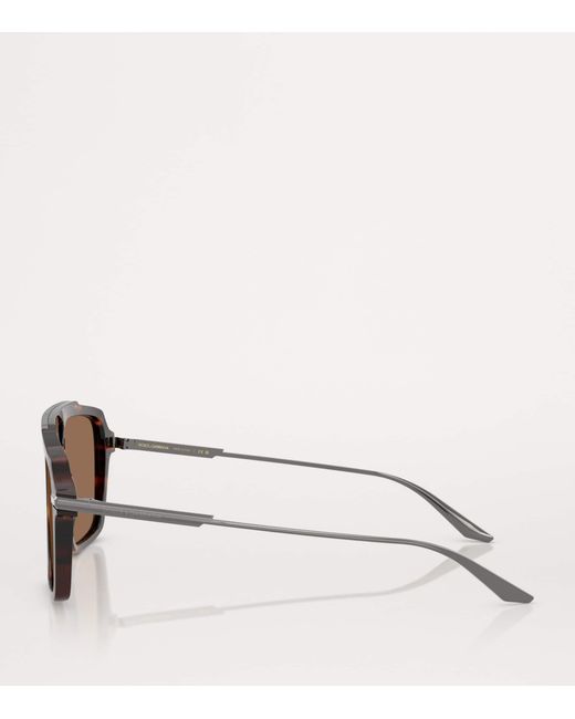 Dolce & Gabbana Brown Acetate Aviator Sunglasses for men