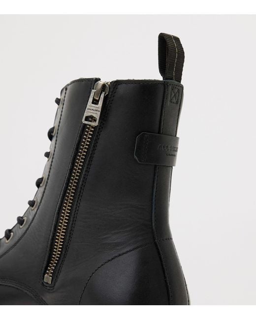 AllSaints Black Leather Skiff Military Boots for men