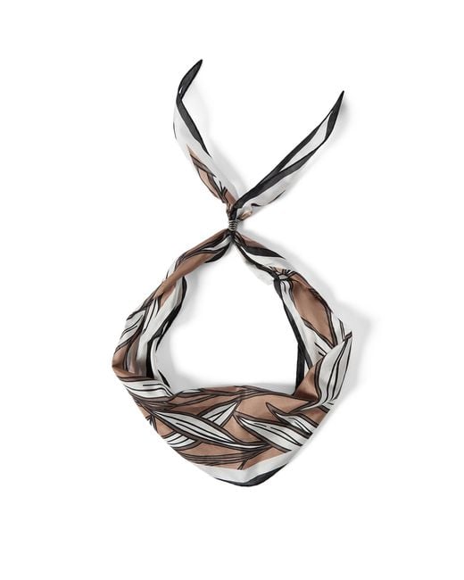 Brunello Cucinelli Metallic Silk Leaf-Print Scarf