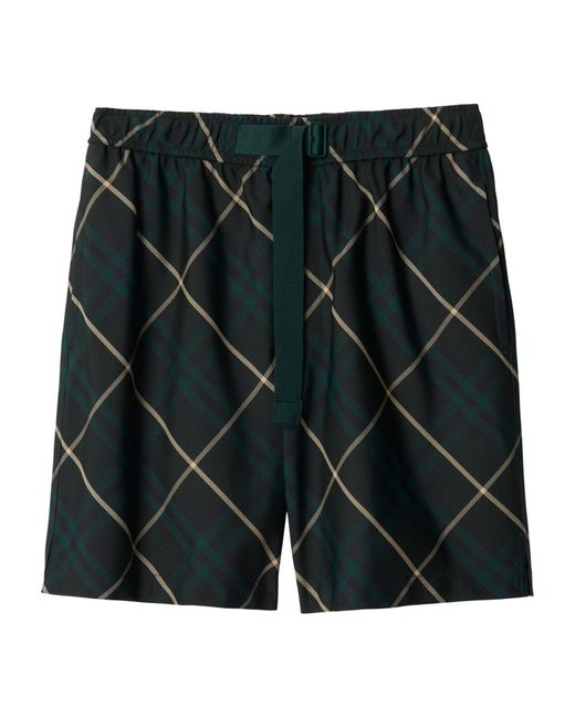 Burberry Green Oversized Check Shorts for men
