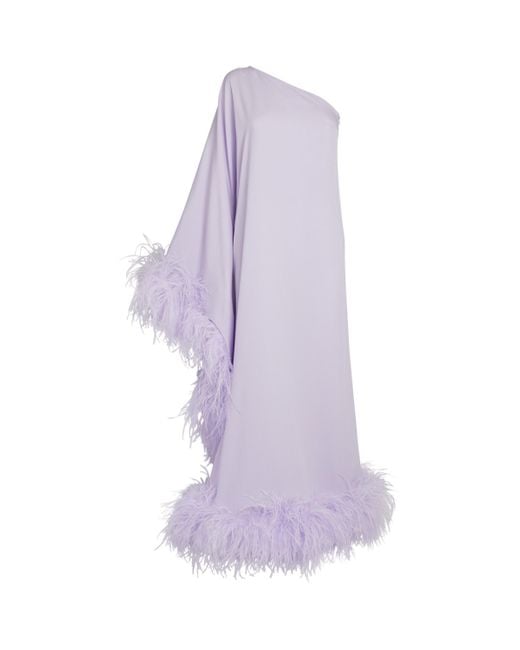 ‎Taller Marmo Purple Feather-Trim Ubud Maxi Dress