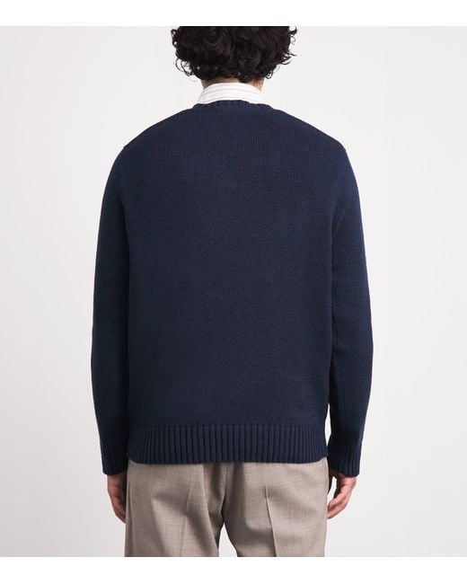 Polo Ralph Lauren Blue Cotton-Linen Polo Bear Sweater for men