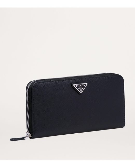 Prada Black Large Saffiano Leather Zipped Wallet