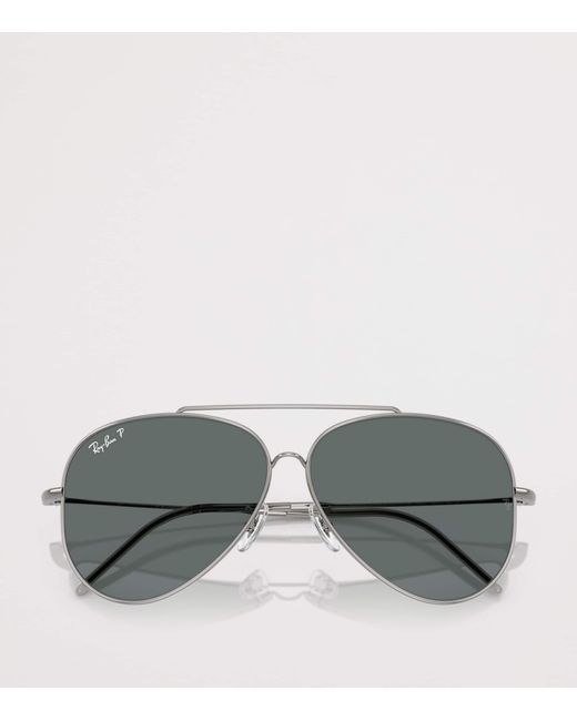 Ray-Ban Gray Metal Aviator Reverse Sunglasses