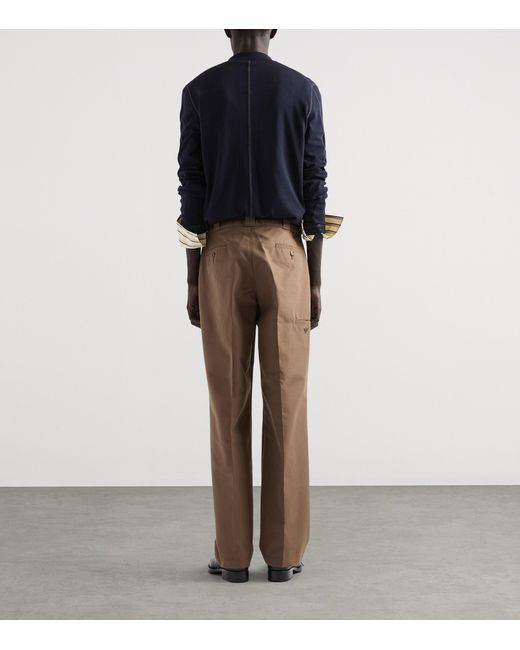 Prada Brown Canvas Relaxed Trousers for men