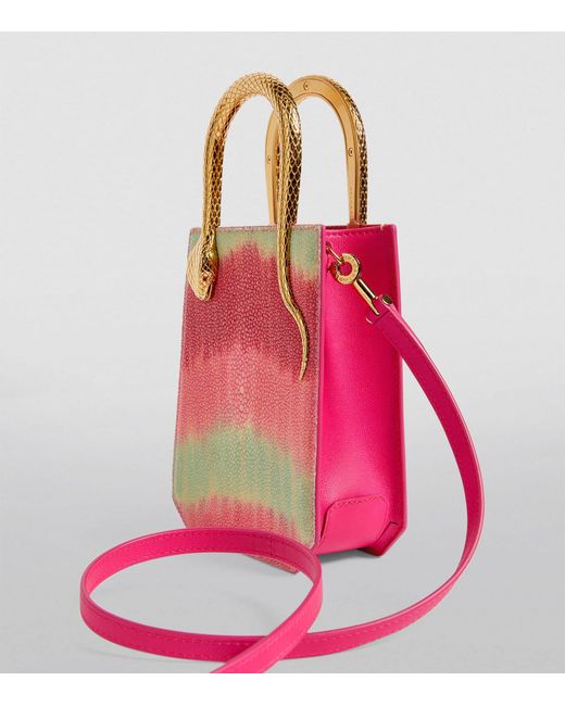 BVLGARI Pink Galuchat Leather Serpentine Cross-body Bag