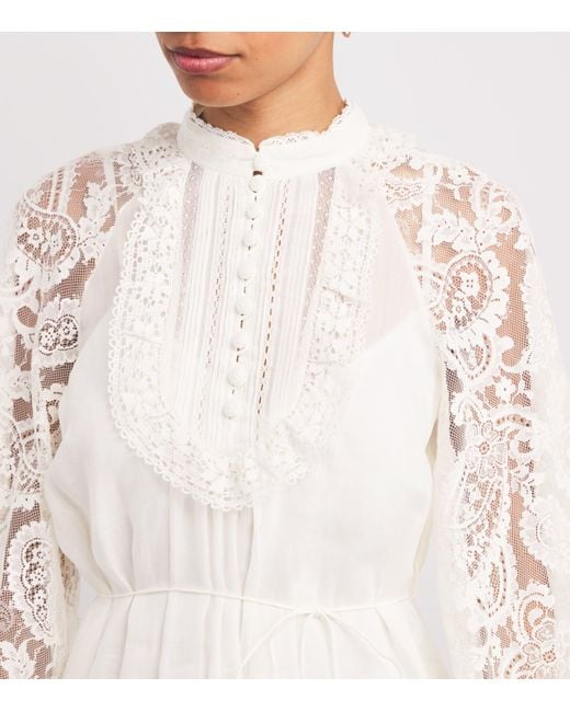 Zimmermann White Lace Ascension Midi Dress