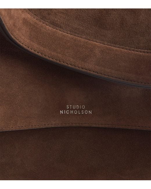 Studio Nicholson Brown Suede Shiboru Shoulder Bag for men