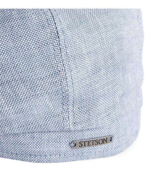 Stetson Blue Linen Hatteras Flat Cap for men