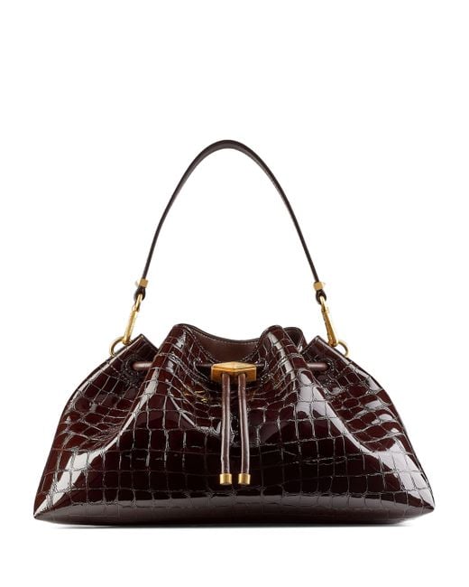 Jimmy Choo Brown Medium Cinch Leather Shoulder Bag