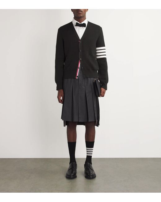 Thom Browne Black Milano-Stitch V-Neck Cardigan for men