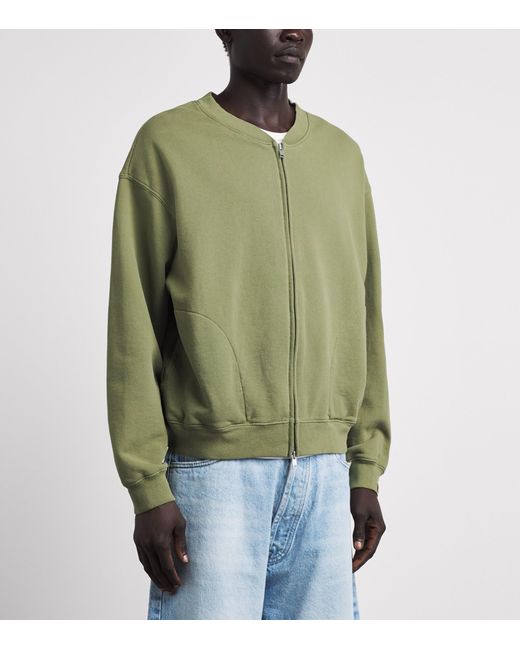 CHERRY LA Green Cotton Fleece Gecko Zip-Up Sweatshirt for men