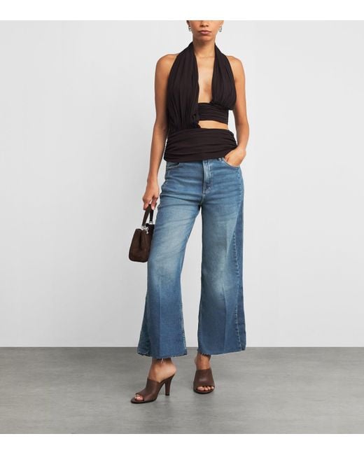 GOOD AMERICAN Blue Good Skate Cropped Wide-Leg Jeans