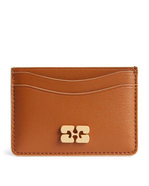 Ganni Brown Recycled Leather Bou Card Holder