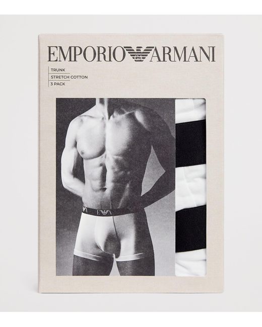 Emporio Armani Black Stretch-Cotton Logo Trunks for men