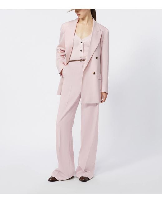 Max Mara Pink Wool-Mohair-Silk Double-Breasted Blazer