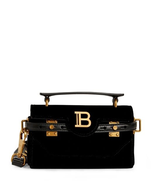 Balmain Black Velvet B-buzz 19 Baguette Bag