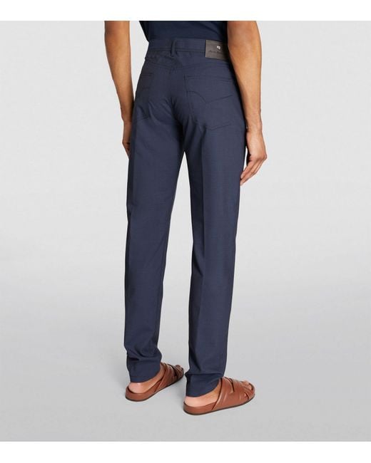 Marco Pescarolo Blue Cotton-blend Straight Trousers for men