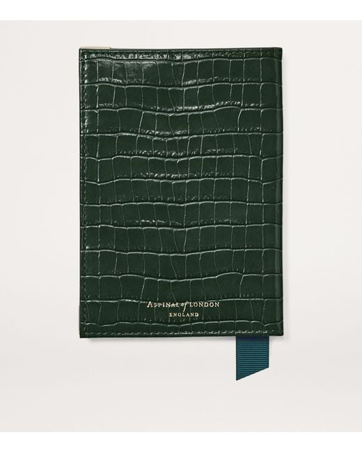 Aspinal Green Leather Passport Cover for men