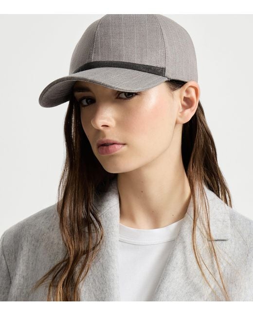 Brunello Cucinelli Gray Wool-Blend Cap for men