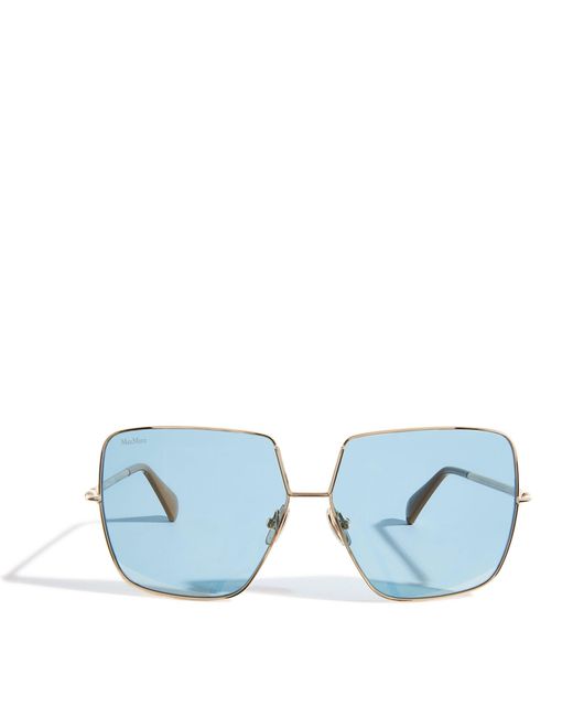Max Mara Blue Metal Oversized Sunglasses
