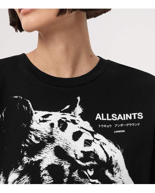 AllSaints Black Organic Cotton Ivana Naiema T-Shirt Dress