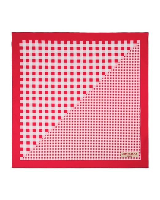 Jimmy Choo Red Cotton Gingham Sula Bandana