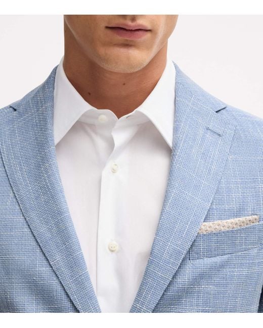 Boss Blue Check Slim Blazer for men