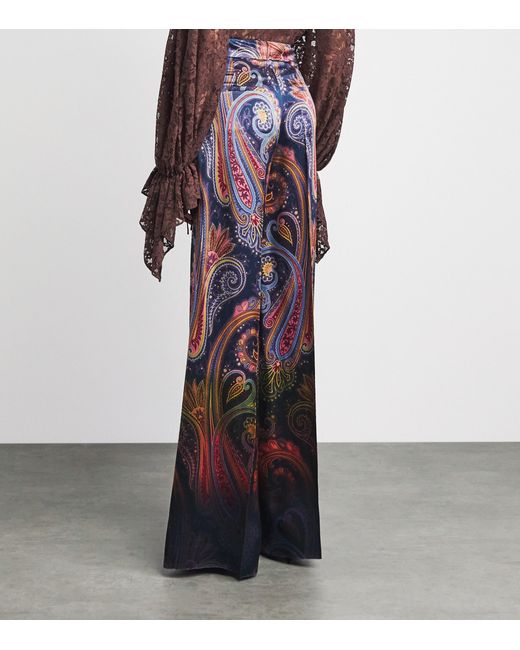 Etro Purple Satin Printed Chinos