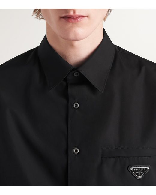 Prada Black Classic-Collar Oversized-Fit Cotton Shirt for men