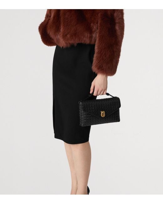 Bottega Veneta Black Lambskin Knot Lock Top-Handle Bag