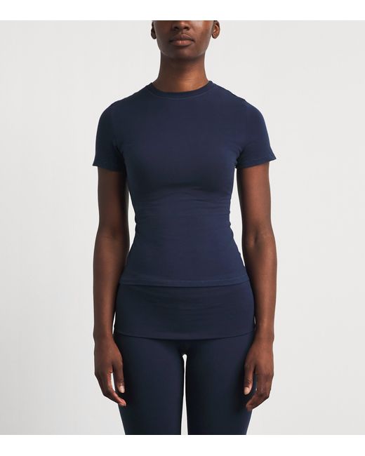 Skims Blue Cotton Jersey Short-Sleeve T-Shirt