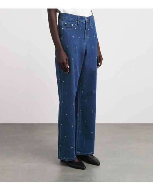 Maje Blue Embellished Wide-Leg Jeans