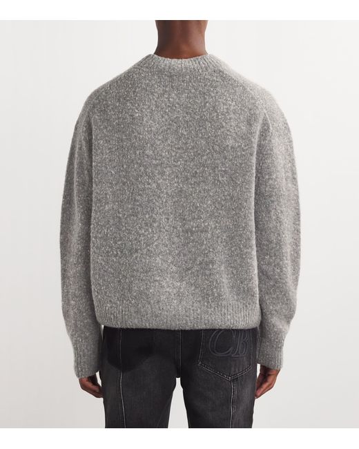 Cole Buxton Gray Wool-Blend Logo Sweater for men