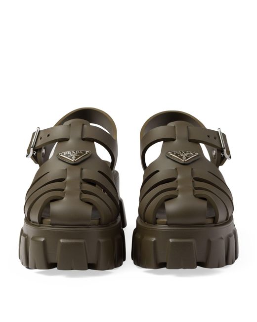 Prada Brown Rubber Platform Sandals 55