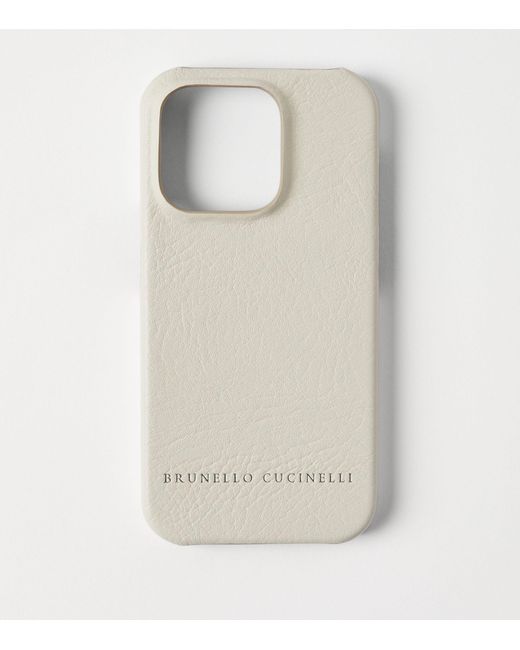 Brunello Cucinelli White Leather Iphone 14 Pro Max Case