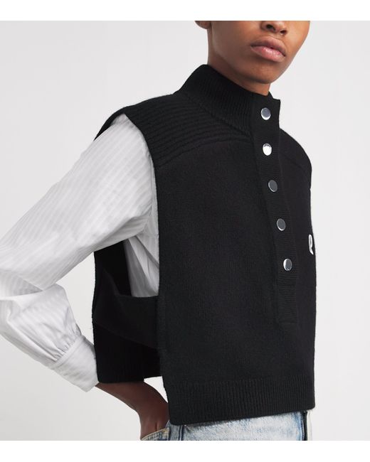 Claudie Pierlot Black Wool Embroidered Sweater Vest