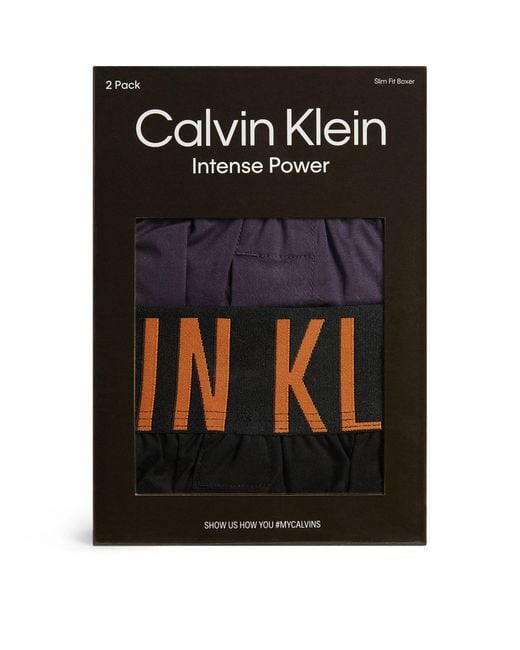 Calvin Klein Blue Cotton Intense Power Boxers (pack Of 2) for men