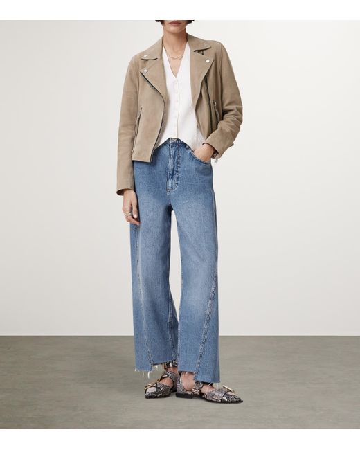 AllSaints Natural Suede Dalby Biker Jacket