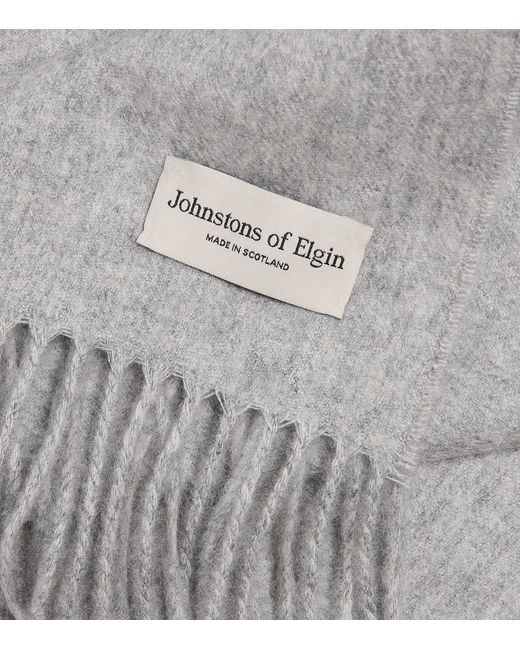 Johnstons Gray Cashmere Wide Scarf