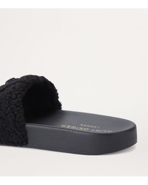 Kurt Geiger Black Meena Teddy Slides