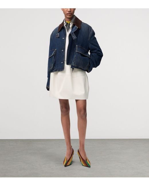 Loewe Blue Denim-Suede Cropped Parka