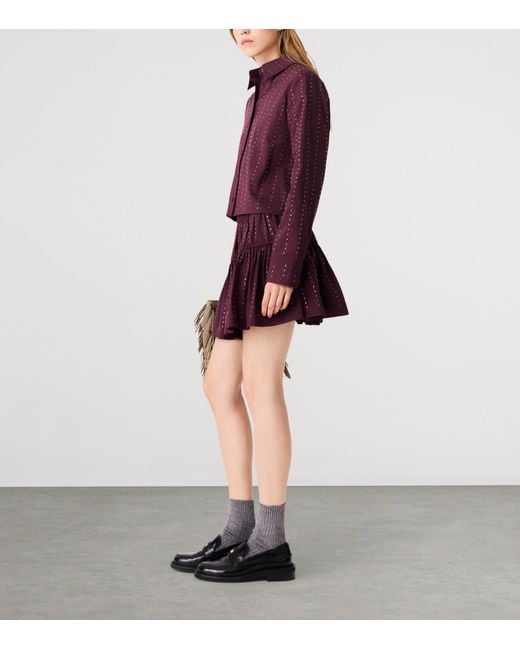Maje Red Embellished Mini Skirt