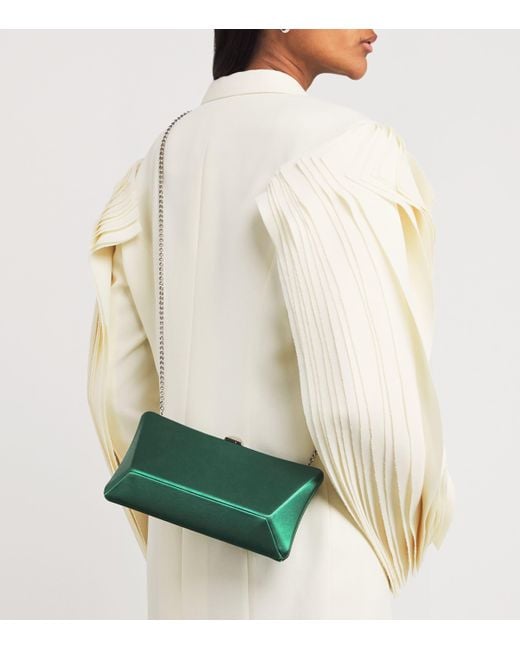 Rodo Green Satin Lally Clutch Bag