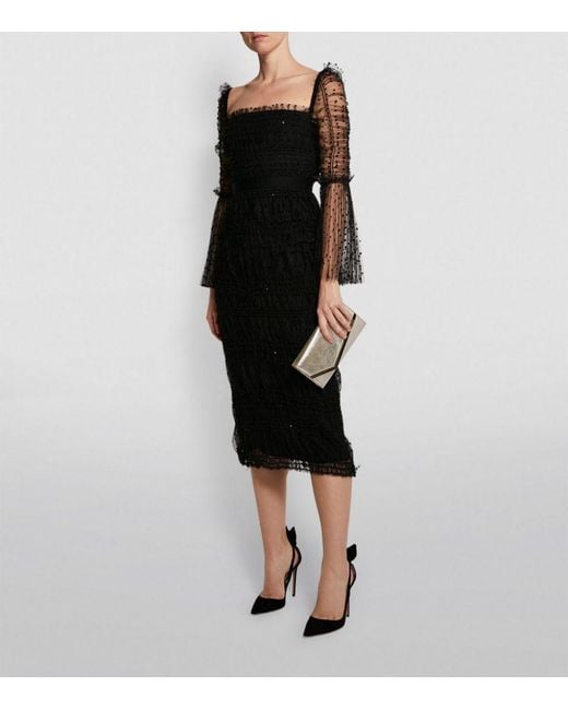 knee length dresses for ladies Self Portrait Mesh Polka Dot Dress - BOPF